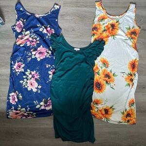 Floral and Solid Sleeveless Dresses